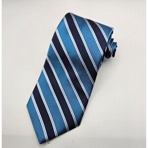 NWT Brooks Brothers Repp All Silk Navy Blue Silver Stripe Tie Wedding 58x3.5"